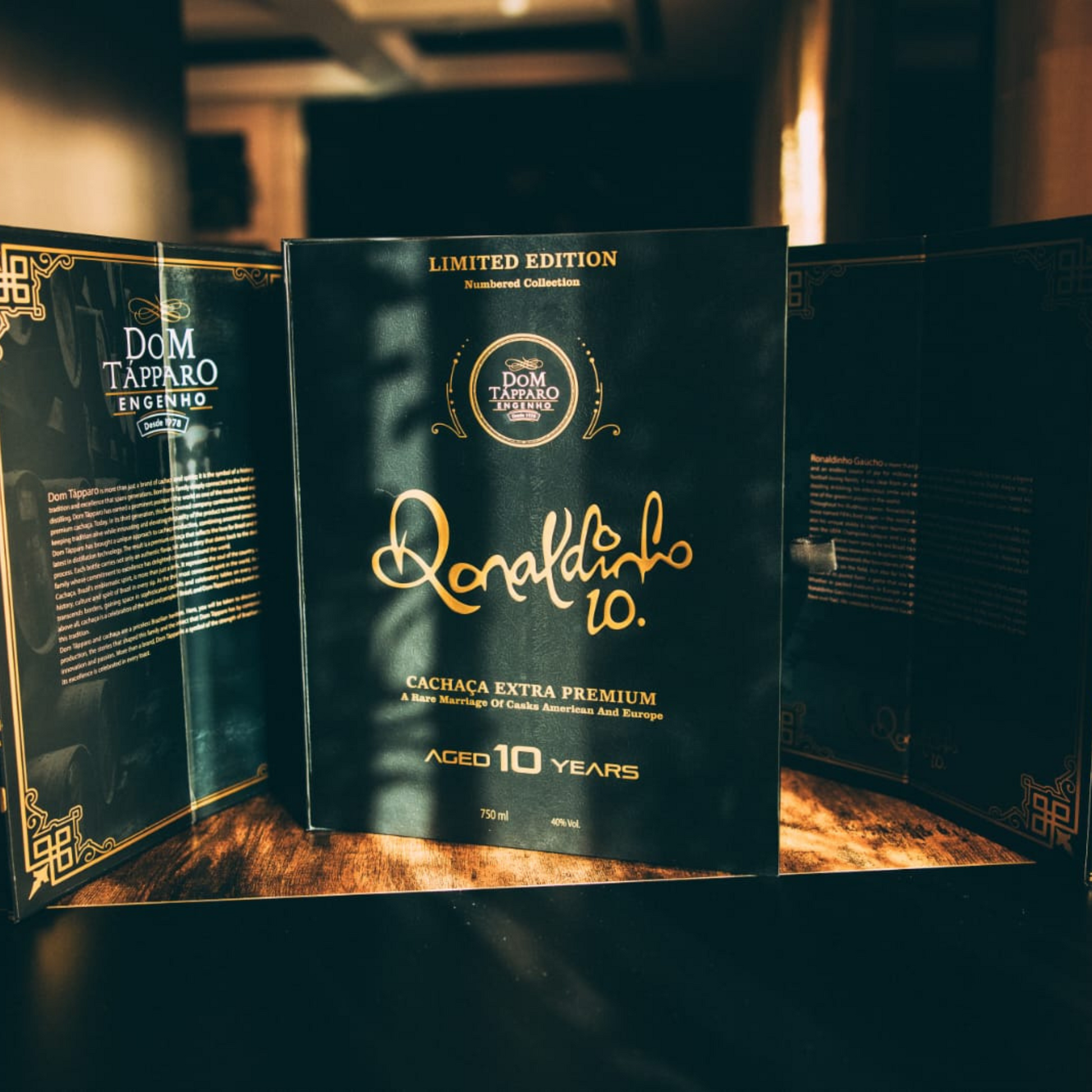 Estuche de lujo de Cachaça Ronaldinho Gaúcho – edición limitada by Dom Tápparo x Nery Select